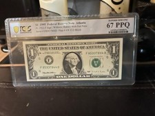 Billete web de $1 de la Reserva Federal Atlanta 1995 fr.1923-f bloque FD PCGS GEMA 67 PPQ