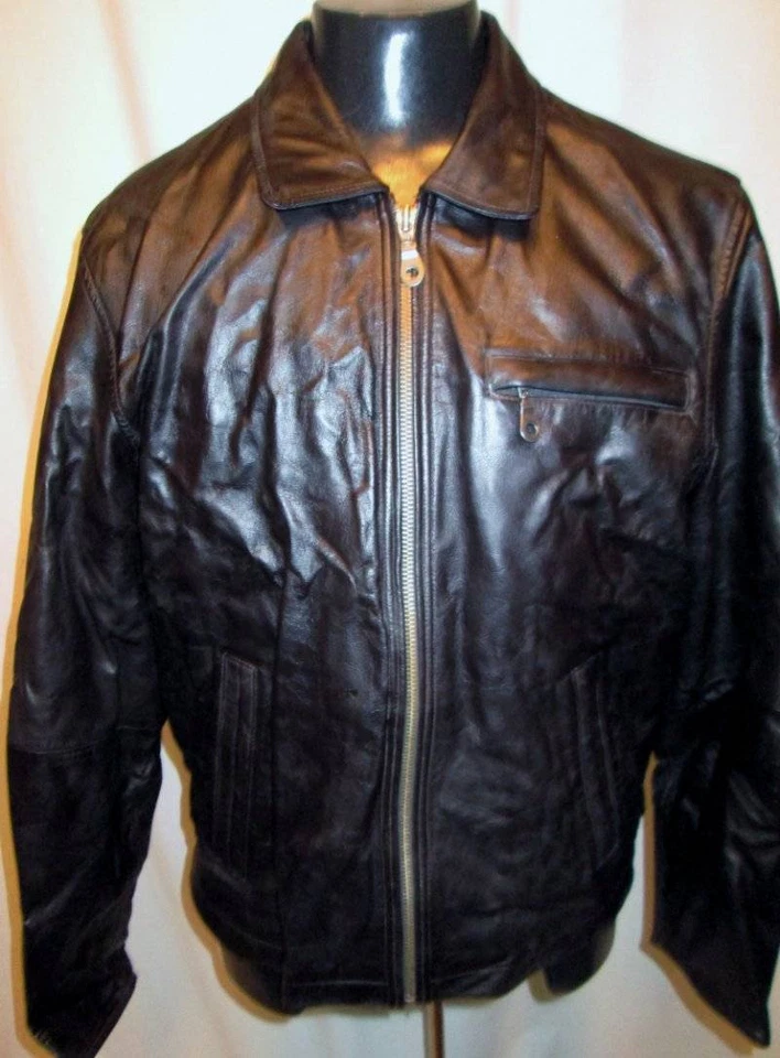 Vintage Wilsons Leather Bomber Jacket Dark Brown Coat Motorcycle Mens M 80s - Image 4 of 4