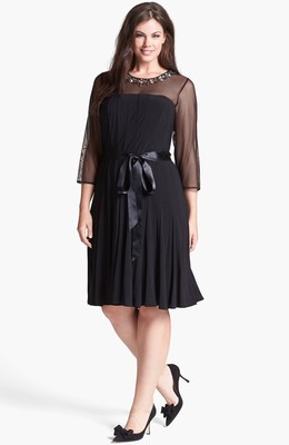 Xscape Embellished Illusion Yoke Jersey Fit & Flare Dress (Plus Size) (ize 16W)