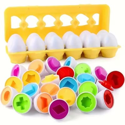 Color & Shapes Matching Egg Toy - Sorting & Learning Toy For Baby & Toddler 12pc
