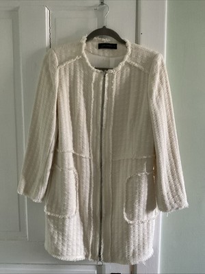 Zara Women s Women s Coat Off White Medium Length Jack Jacket Coat
