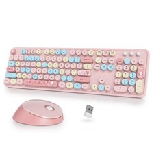Wireless Keyboard and Mouse Set, Retro Typewriter, 2.4GHz Full Size 104-Key C...