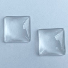 Square Domed Flat Back Glass Cabochons, 6Pcs 30x30mm Transparent