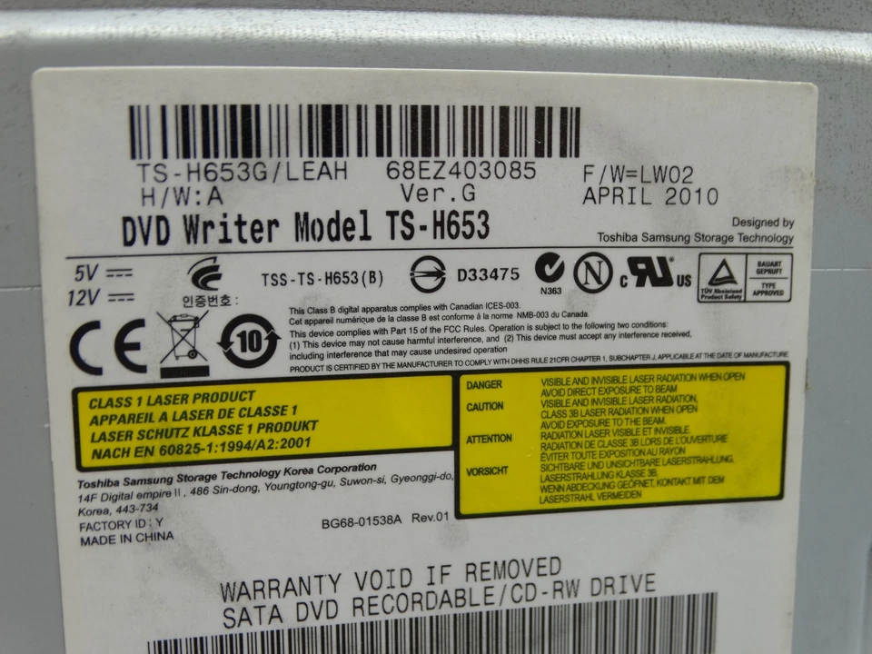 Unidad de DVD/CD Toshiba Samsung TS-H653G Dell 0D5PV2 SATA de escritorio (lote de 2) Foto 3 de 4