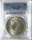 1921 $1 Morgan Silver Dollar US PCGS MS63 Uncirculated Philadelphia