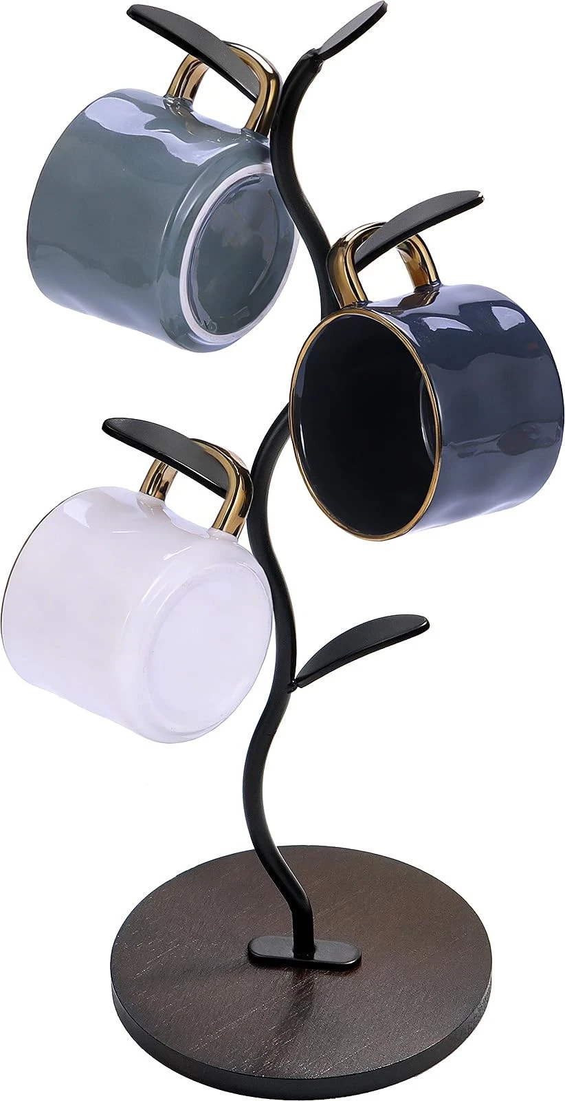 Mug Holder, Coffee Mug Holders Tree with 5 Hooks, Metal Coffee Cup with Stabl...
