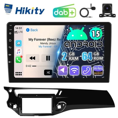 HIKITY DAB+ 9" Apple CarPlay Android 15 Radio Navigatore GPS per Citroen C3 II, DS3 2009-2016