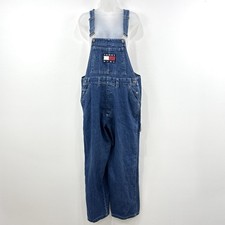 VTG 90s Y2K Tommy Hilfiger Girl Denim Overalls Womens L Spell Out Grunge Country