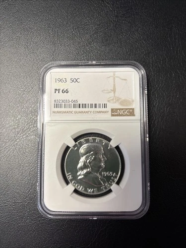 1963 50C Silver Proof Franklin Half Dollar NGC Graded PF 66