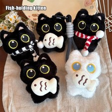 Cute Black Cat Plush Keychain Kawaii Bag Charm Car Key Ring Gift for Women