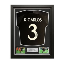 Roberto Carlos Signed Real Madrid 1999-00 Away Football Shirt. Standard Frame