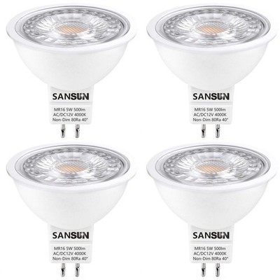 4 Pack MR16 LED Landscape Bulb 12V GU5.3 4000K Daylight 50W Replacement