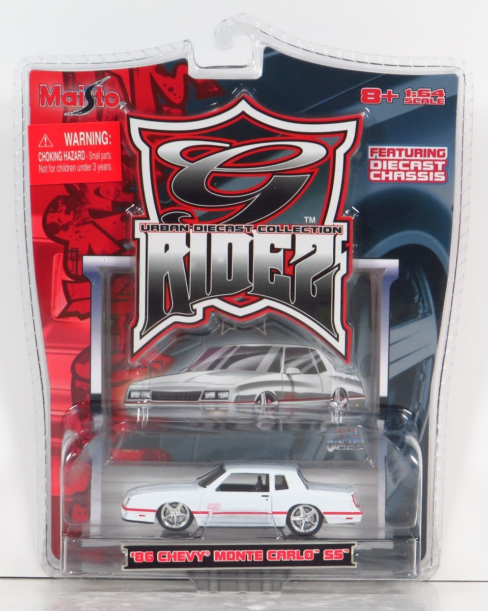 No469ミニカー1/18箱ありCHEVROLET MONTE CARLO Maisto G Ridez 86 Chevrolet Monte Carlo ss 1986 Chevy White