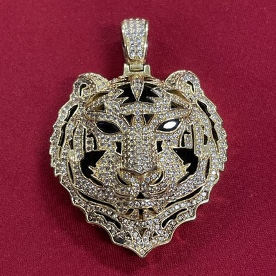 Jungl Julz by King Ice Bengal Tigar Gold Toned & Black Pendant 