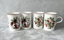 Set of 4 - Wade Royal Victoria Mugs - Strawberry & Cherries (Fruit Pattern)