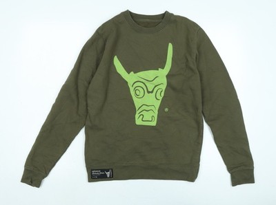 Ushiwear Herren grüner Polyester Pullover Sweatshirt Größe M - Logo