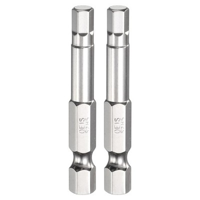 2pcs H5.0 Hex Screwdriver Bit 5.0mm Flat Tip 1/4'' Shank 50mm Long Chrome Plated