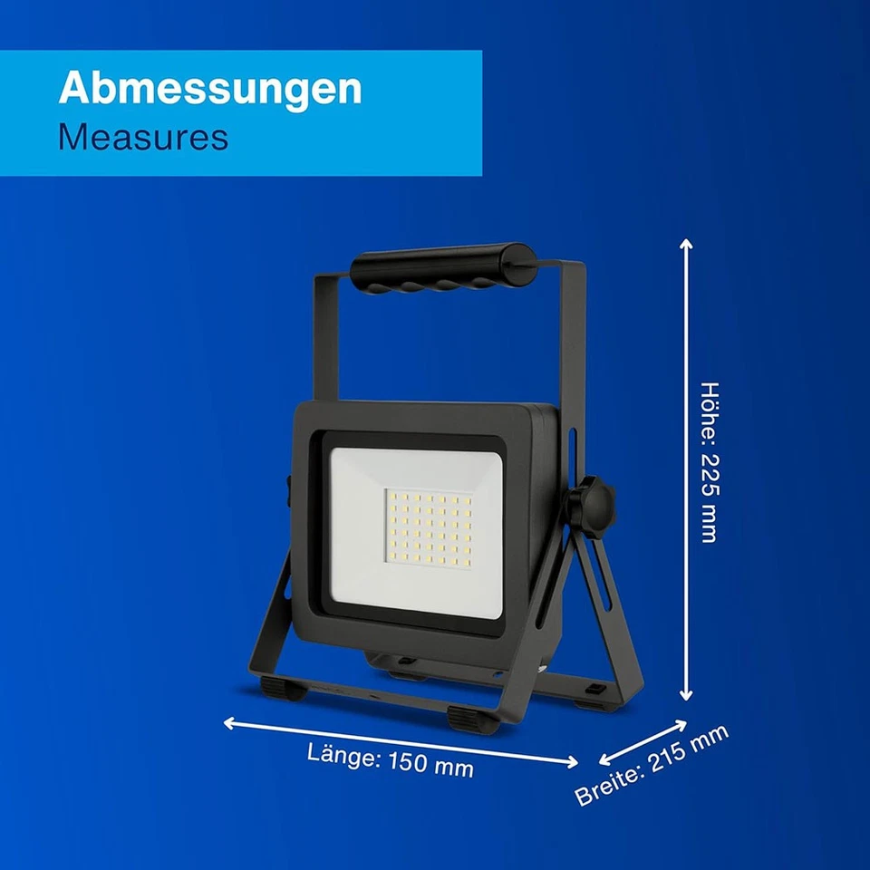 REV LED Arbeitsleuchte Fluter Baustrahler IP65 30W kaltweiß Ständer KabelStecker - Bild 2 von 4