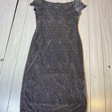 derek heart Women’s Black Metallic Shimmer MIDI Bodycon Dress Size M