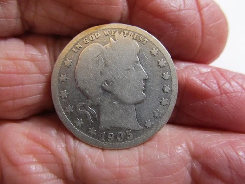 1905-S Barber Silver Quarter Circulated Better Semi-Key Date Coin