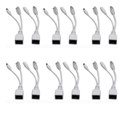 6 Pairs 12V PoE Splitter For IP Cameras Injector RJ45 Ethernet 5.5x2.1 mm