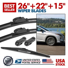 New 26"+22"+15" Front + Rear Windshield Wiper Blade For Lexus RX350 2007-2015