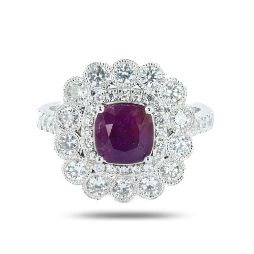 GIA 1.49ct UNHEATED Purple Pink KASHMIR Sapphire & 1.13ctw Diamond Platinum Ring
