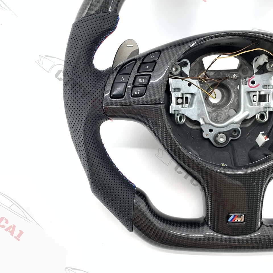Volante de fibra de carbono personalizado para BMW E46 E53 M3 Z4 X5 serie 3 1998-2006 Foto 3 de 4