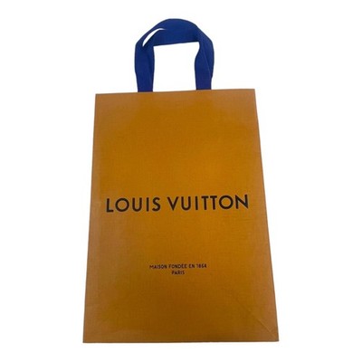Louis Vuitton Brown Shopping Bag Blue Cloth Handles Gift Tote