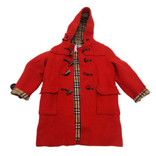 Burberrys England Vintage Kids Boys Coat Hooded Children Wool Red Size 10-11