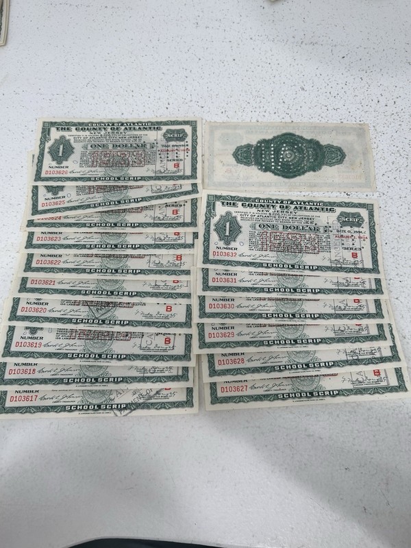 SASA (17) Consecutive SN 1934 New Jersey One Dollar School Script Depression Era
