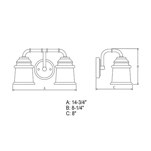 Toledo 2-Light Bathroom Light in Industrial and Jar Style 8.25 Inches Tall and - Picture 7 of 9