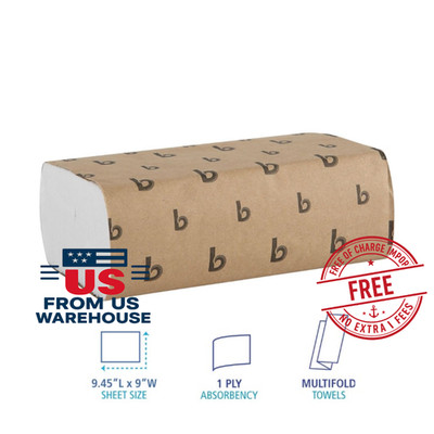 Boardwalk BWK6200 Multifold Paper Towels White 4000 Sheets 16 Packs