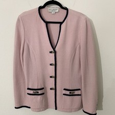 Vtg St. John Collection by Marie Gray Women  s Blazer 12 Pink Black Trim USA
