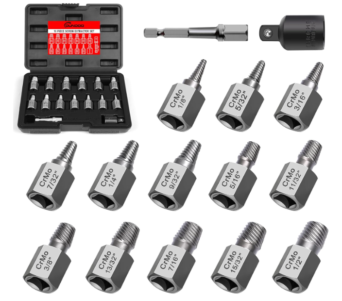Juego de extractores de tornillos 15 piezas, para pernos dañados y oxidados. Nue