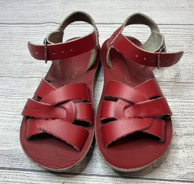 #ad Salt Water Sun San Swimmer Red Leather Sandals Buckle Toddler 9 Ankle Straps $24.99