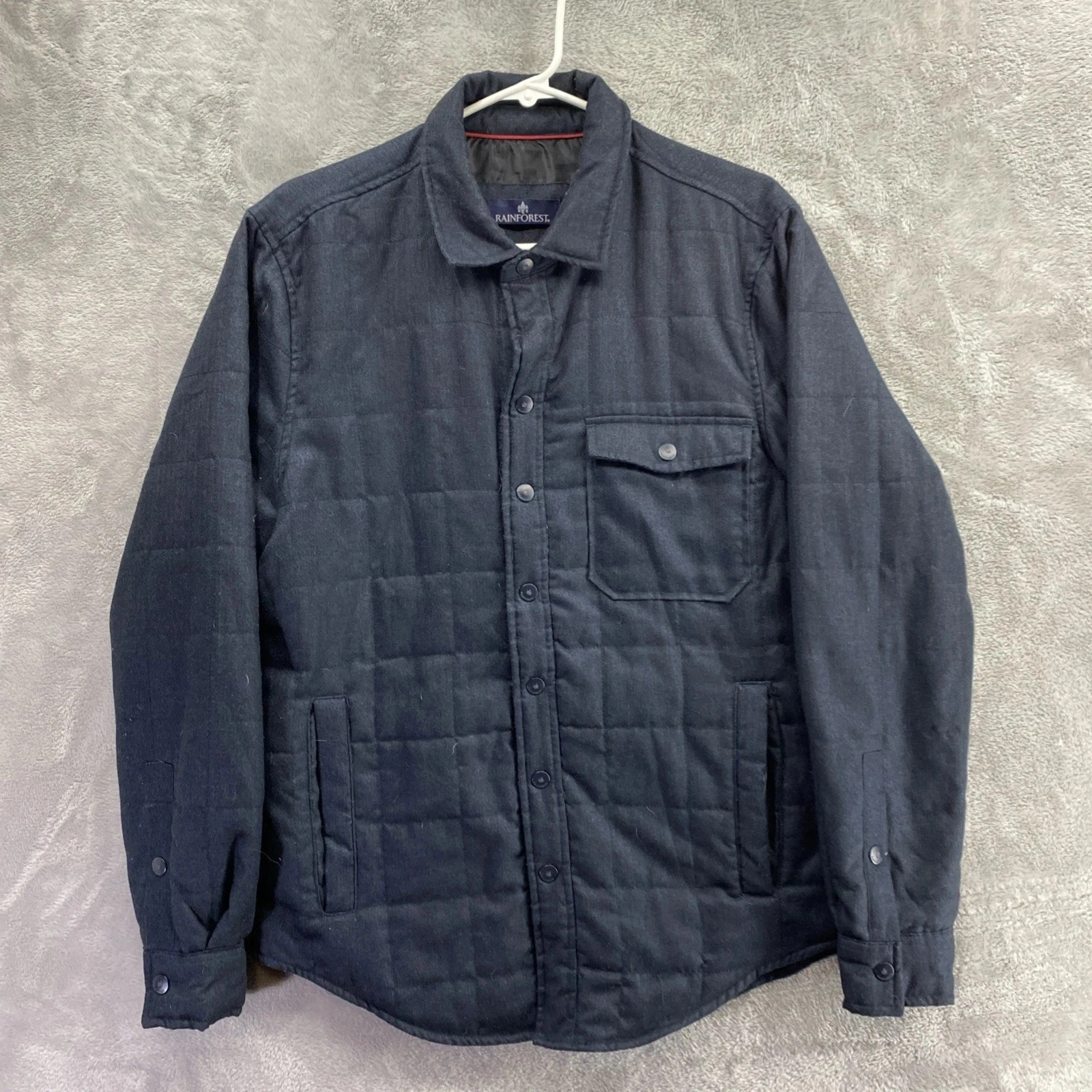 Rainforest Quilted Insulated Tanker Jacket Navy Blue Size M Free Shipping EUC