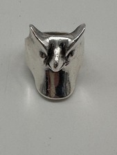 Ring. Sterling Silver. Stylized Owl Head. Size 10.