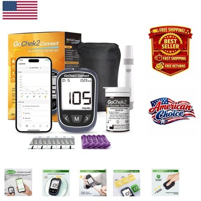 Bluetooth Blood Sugar Testing Kit with 10 Strips, Free App - Family Health Focus