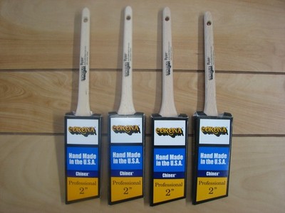 4 EA- CORONA 2'' RYAN PRO ANGLE SASH PAINT BRUSH, CHINEX BRISTLE MADE IN USA