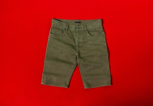 PRADA Herren 100% Baumwolle Olivgrün Jeans Shorts Gr. 30 / 46 Faded Khaki Denim - Bild 2 von 15