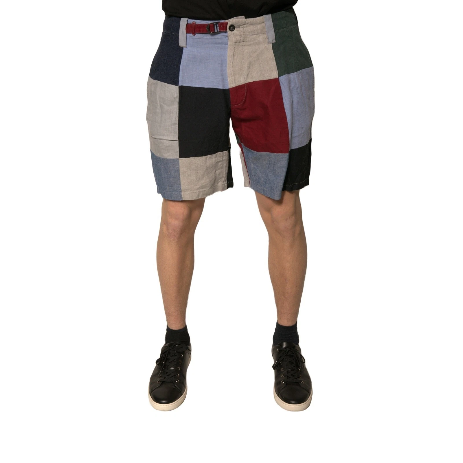 DOLCE & GABBANA Shorts Multicolor Patchwork Linen Men Chino IT48/W34/M 1200usd