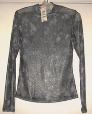 BAR III FLORAL METALLIC MESH KNIT SEMI-SHEER LONG SLEEVE TOP - XS - NWT - $39