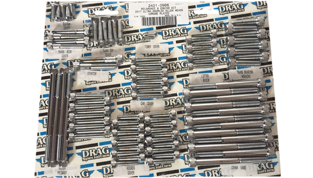 Drag MEight M8 Engine Allen Socket Bolt Kit Chrome Knurled Harley