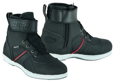 Herren Schwarz Leder Motorrad Motorrad Racing Touring Stiefel Sneaker Schuhe