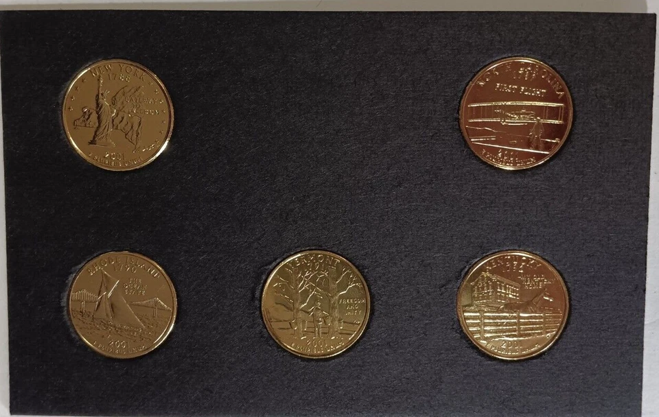 First Commemorative Mint 24 K GOLD PLATED STATE QUARTERS 1999-2004 IN DISPLAY - Image 4 of 4
