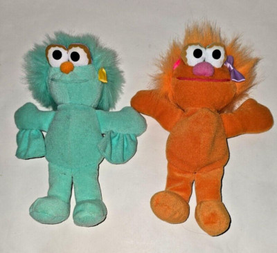 TWO Vintage 1997 Tyco Sesame Street Beans Rosita & Zoe Plush Bean Bag