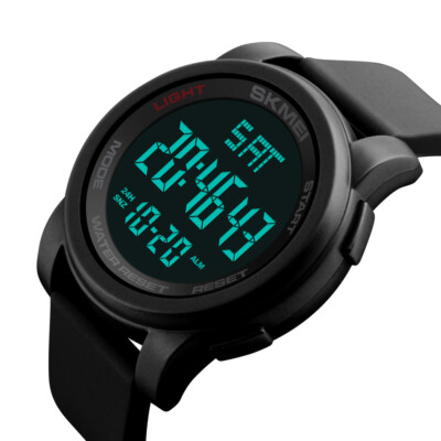 50m Waterproof Extra Large Display Digital Watch Resin Strap Stopwatch Alarm UK
