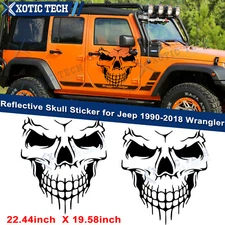 2x Reflective Skull Vinyl Side Door Tailgate Sticker Trim For Jeep Wrangler JK