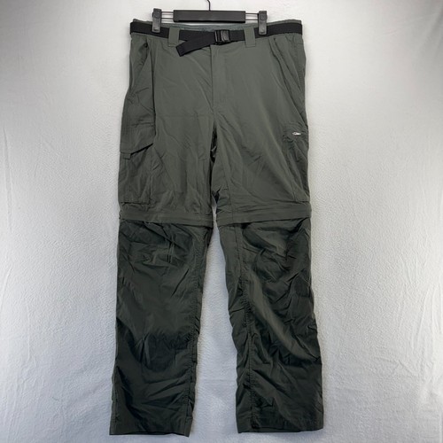 Columbia Pants Men's 34x32 Green Hiking Outdoor Convertible Zip Off Tech Logo